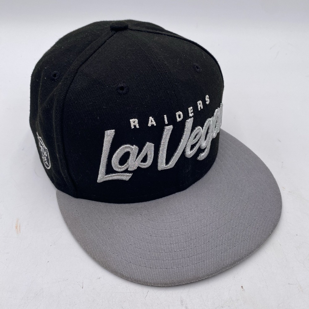 Las Vegas Raiders Hat New Era 9fifty Blackout Snapback Black Silver Script Logo